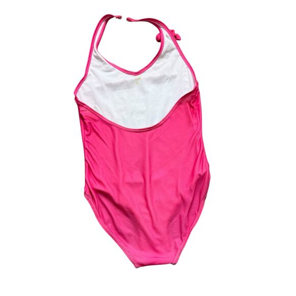 Girls 12 Despicable Me Hot Pink Minion Halter One Piece Swimsuit - Picture 2 of 2
